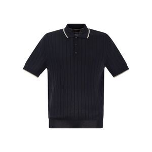 Peserico Men Polo Shirt In Pure Cotton Crepe Yarn With Flat Rib